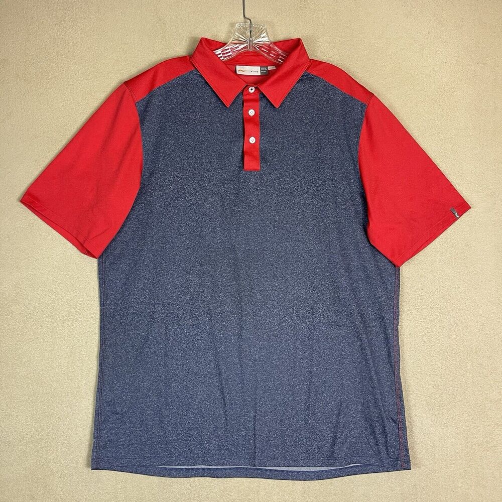 KJUS Shirt Mens XL Red Gray Golf Stowe Primeflex Polo Performance Short Sleeve